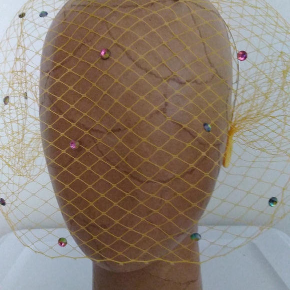 Iridescent crystals embellished yellow veil